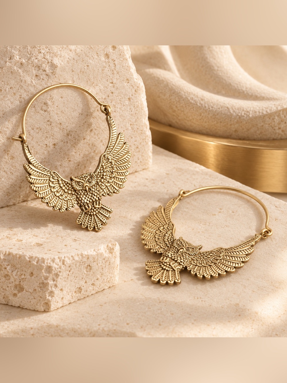Gold Eagle Hoop Earrings - Women Jewelry